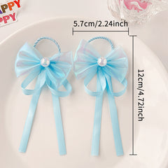 2pcs Kids Ribbon Bows Tassel Hair Clips Girls Colorful Hairpins