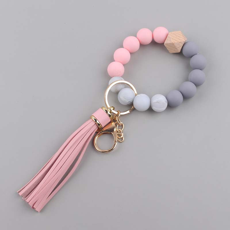 Silicone DIY Beaded Bracelet Keychain Car Keychain Backpack Accessories