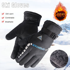 Winter Waterproof Non-slip Plus Velvet Warm Gloves For Outdoor Activities