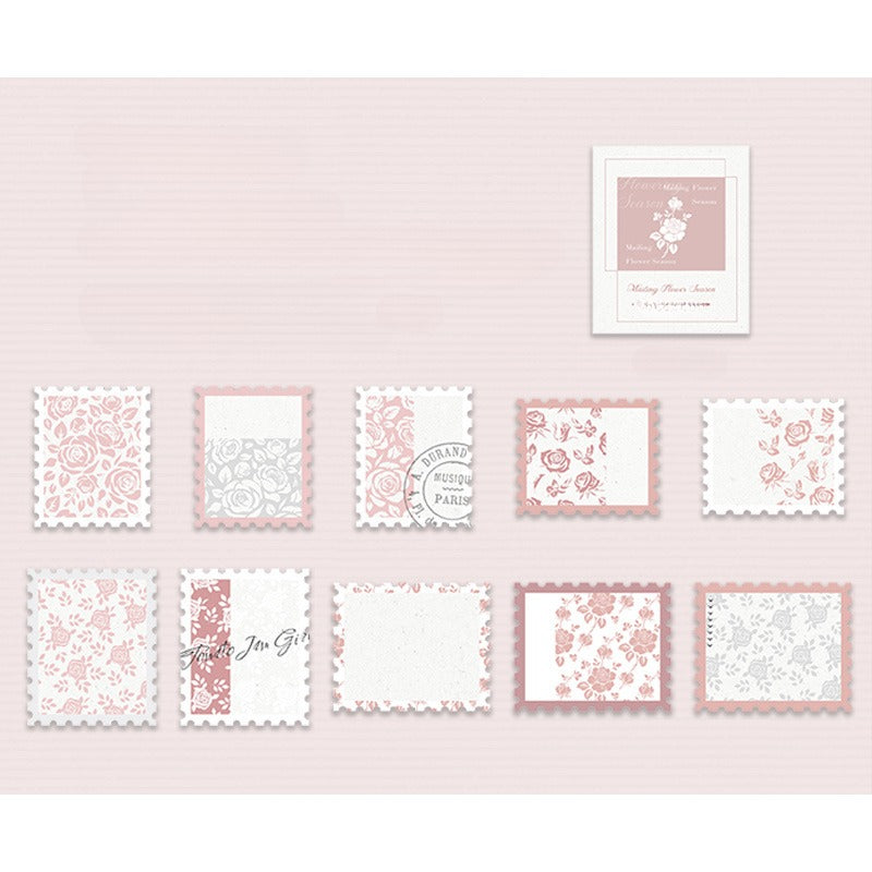 20pcs Art Romantic Plants Flowers Stamp Style Memos for Scrapbook Envelopes