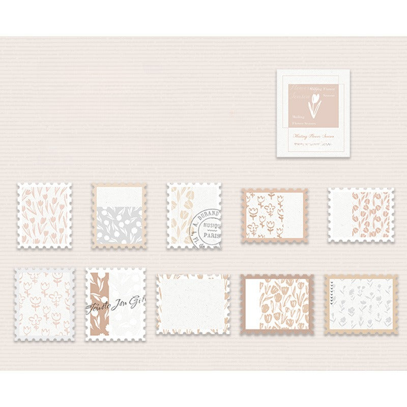 20pcs Art Romantic Plants Flowers Stamp Style Memos for Scrapbook Envelopes