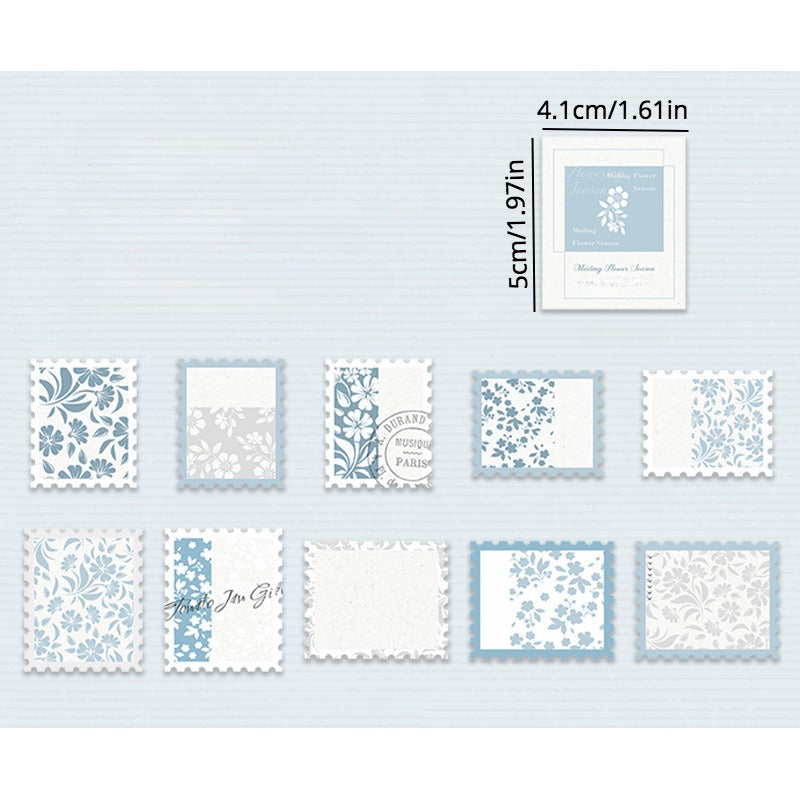 20pcs Art Romantic Plants Flowers Stamp Style Memos for Scrapbook Envelopes