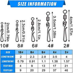 50pcs Stainless Steel Fishing Swivel Ring with Pin Clips for Freshwater
