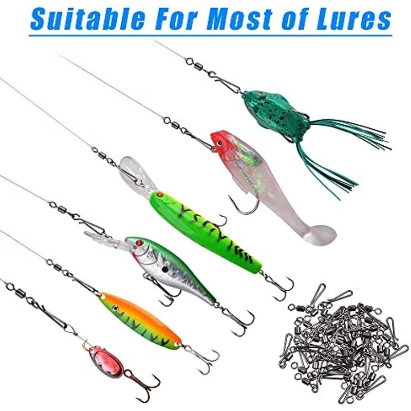 50pcs Stainless Steel Fishing Swivel Ring with Pin Clips for Freshwater