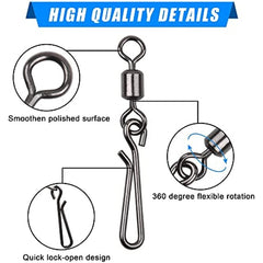 50pcs Stainless Steel Fishing Swivel Ring with Pin Clips for Freshwater
