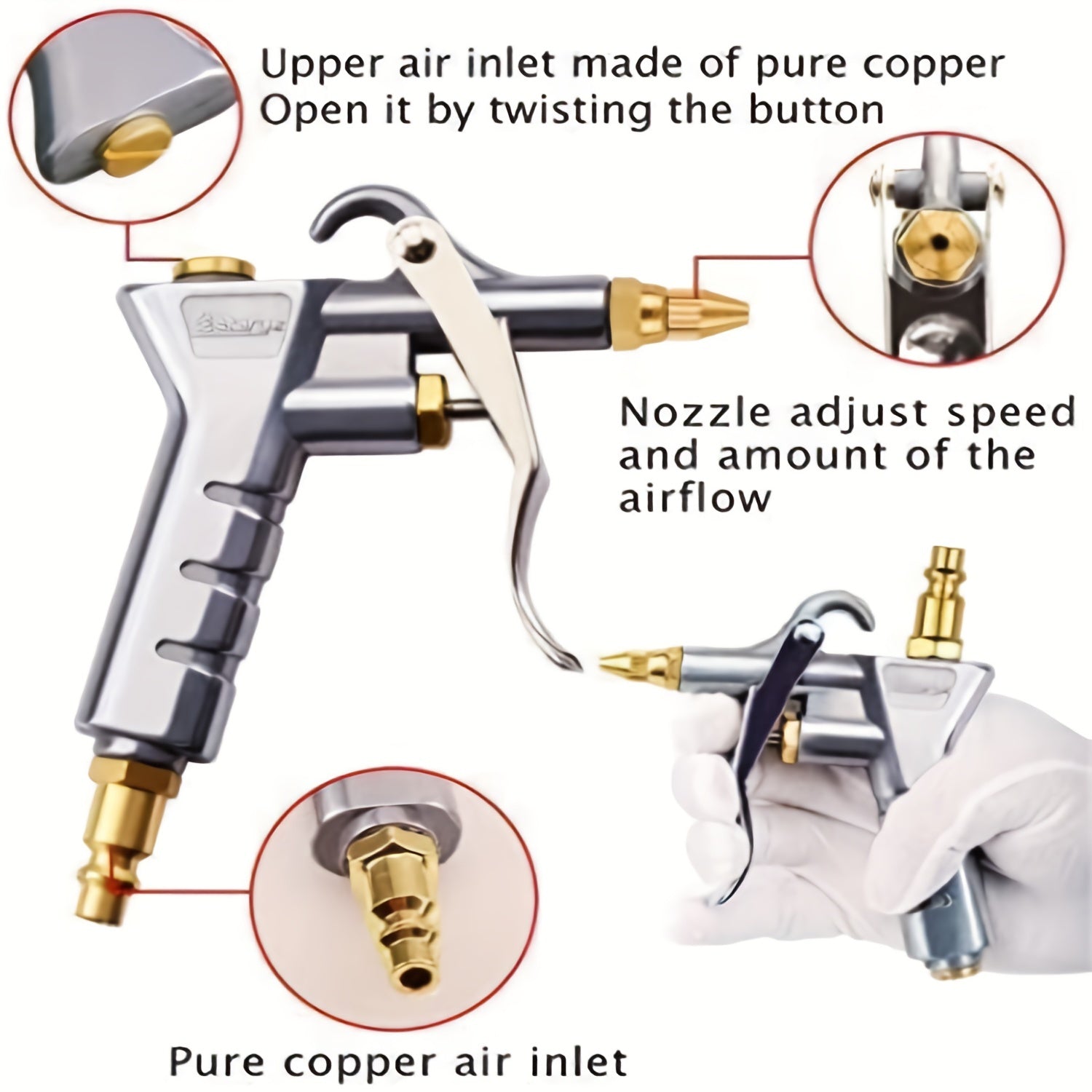 Air Compressor Dust Collector Blowing Gun with Extended Nozzle