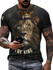 Men's Lion King Graphic Tee Slightly Stretch Breathable Shirt for Outdoor