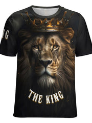 Men's Lion King Graphic Tee Slightly Stretch Breathable Shirt for Outdoor