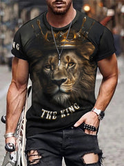 Men's Lion King Graphic Tee Slightly Stretch Breathable Shirt for Outdoor