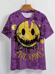 Men's 3D Graffiti Smile Graphic T shirt Casual Breathable Tee For Outdoor