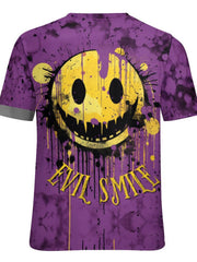 Men's 3D Graffiti Smile Graphic T shirt Casual Breathable Tee For Outdoor