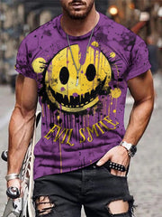 Men's 3D Graffiti Smile Graphic T shirt Casual Breathable Tee For Outdoor