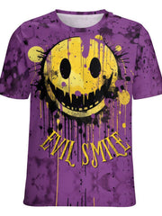 Men's 3D Graffiti Smile Graphic T shirt Casual Breathable Tee For Outdoor