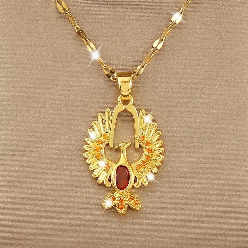 Copper Micro Zircon Phoenix Rebirth Pendant Necklace for Girls
