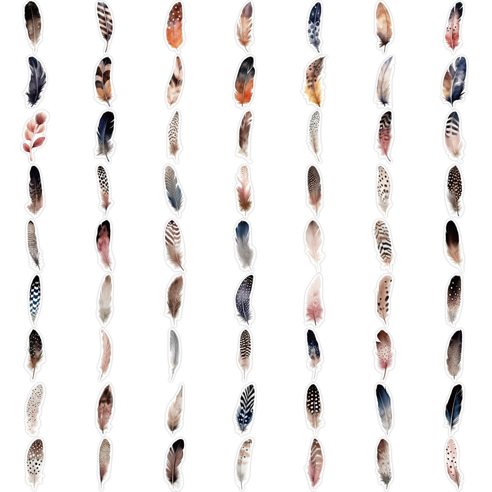 Colorful Feather Sticker Set Scrapbook DIY Journal Arts Project Collages