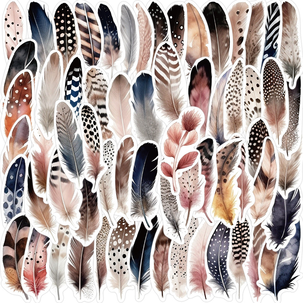 Colorful Feather Sticker Set Scrapbook DIY Journal Arts Project Collages