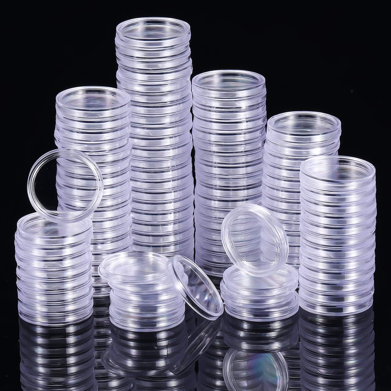 20pcs Coin Holder Capsules Clear Round Plastic Coin Container Case