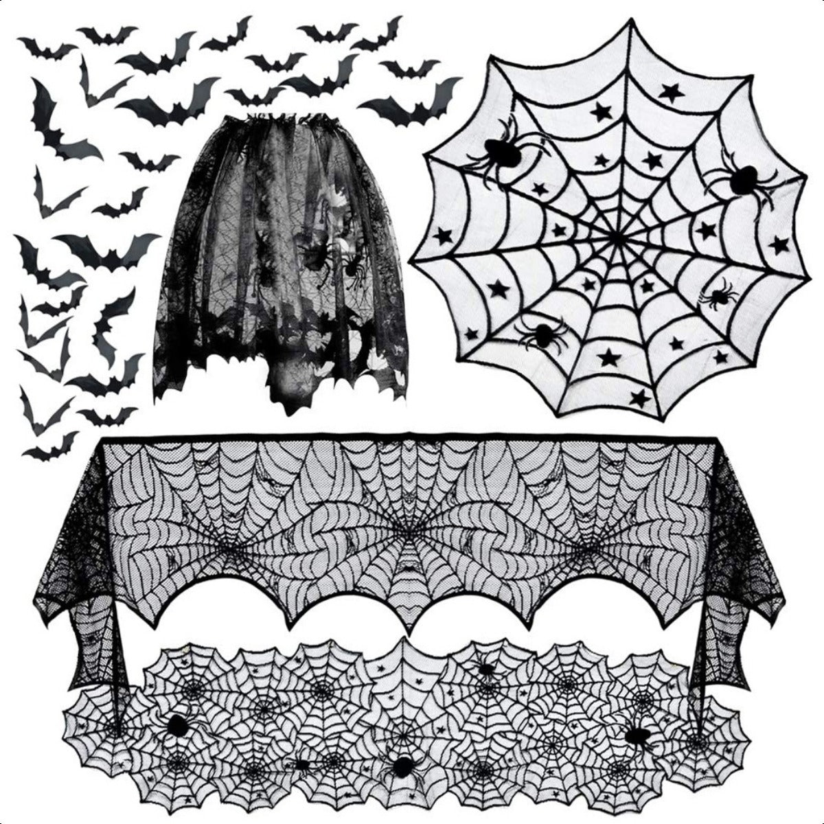 Halloween Decoration Set Fireplace Cloth Table Cloth Spider Decorations