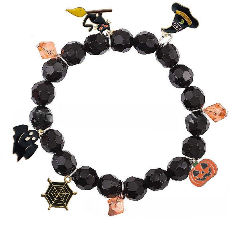 Halloween Bracelet Spooky Pumpkin Stretch Beaded Bracelet