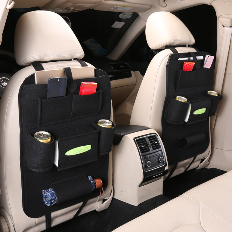 Car Seat Back Storage Bag Anti-kick Mat Tissue Box Holder Car Storage Bag
