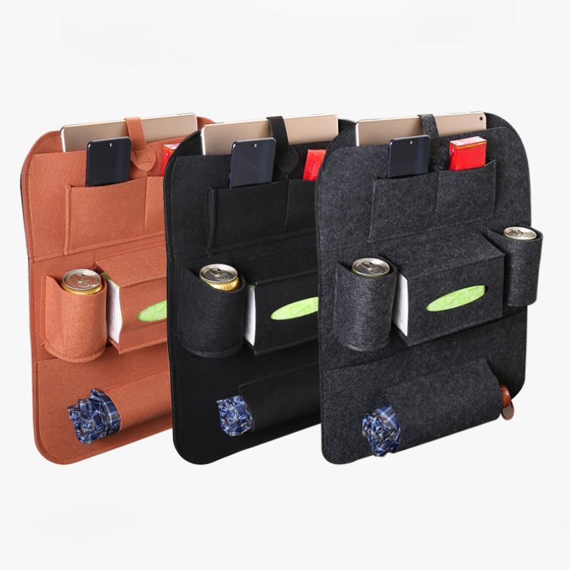 Car Seat Back Storage Bag Anti-kick Mat Tissue Box Holder Car Storage Bag