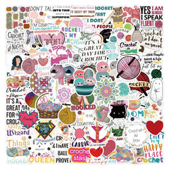 100pcs Crochet Needle Series Waterproof Stickers for Motorcycle Laptop Helmet