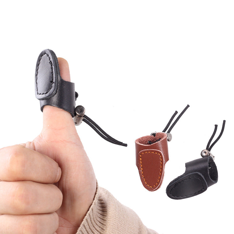 Adjustable Leather Archery Finger Tab Double-Layer Protector