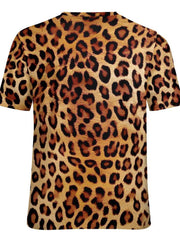 Men's 3D Leopard Print T shirt Casual Stretch Tee