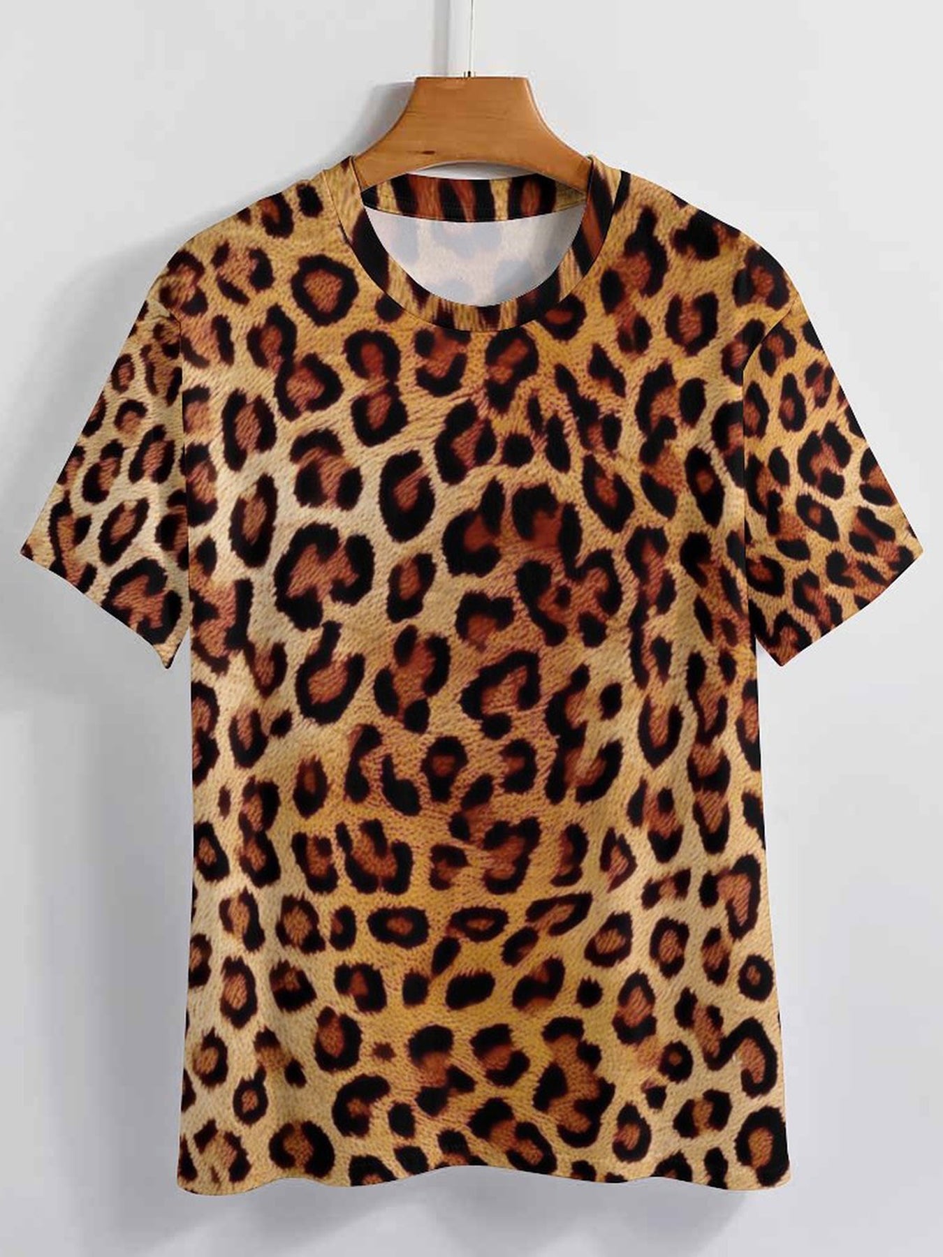 Men's 3D Leopard Print T shirt Casual Stretch Tee