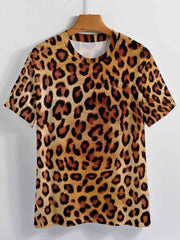 Men's 3D Leopard Print T shirt Casual Stretch Tee