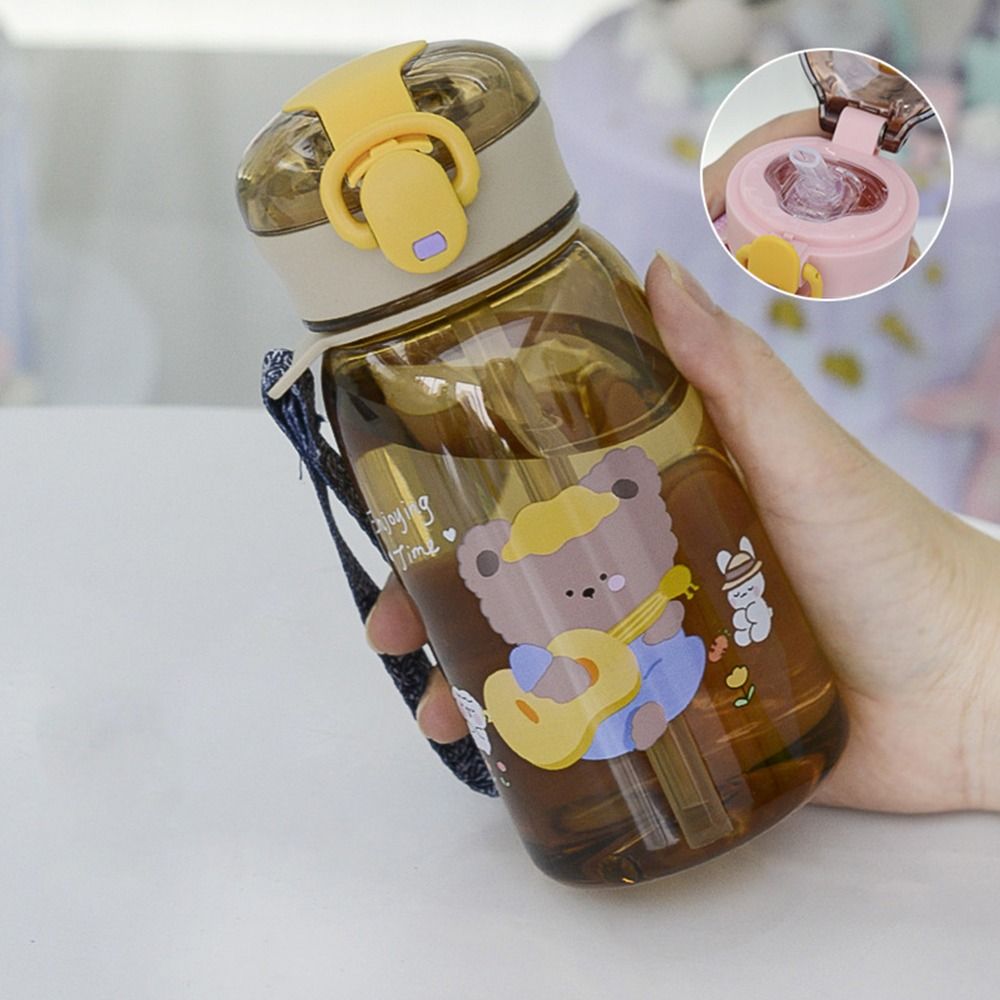 400ml Kids Water Cup with Straw and Carrying Rope