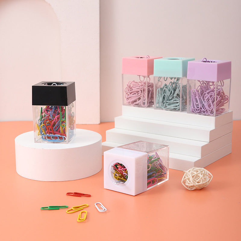Transparent Macaron Magnetic Paper Clip Storage Bucket