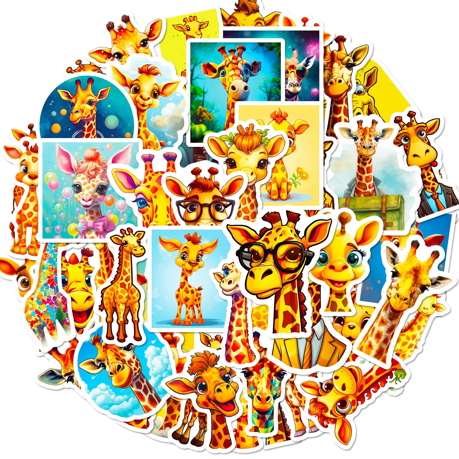 50pcs Giraffe Animal Stickers for DIY Skateboard Water Cup Laptop