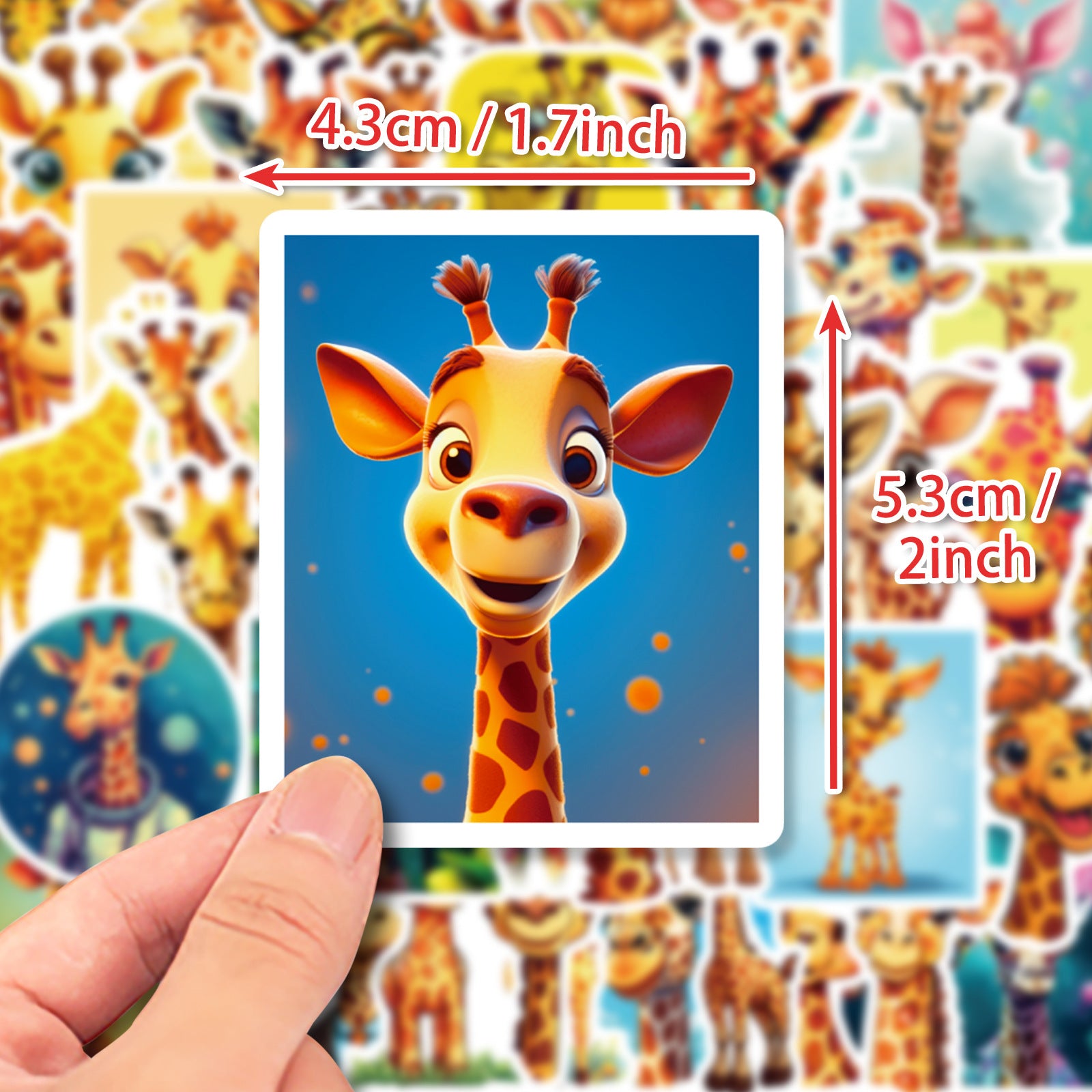 50pcs Giraffe Animal Stickers for DIY Skateboard Water Cup Laptop