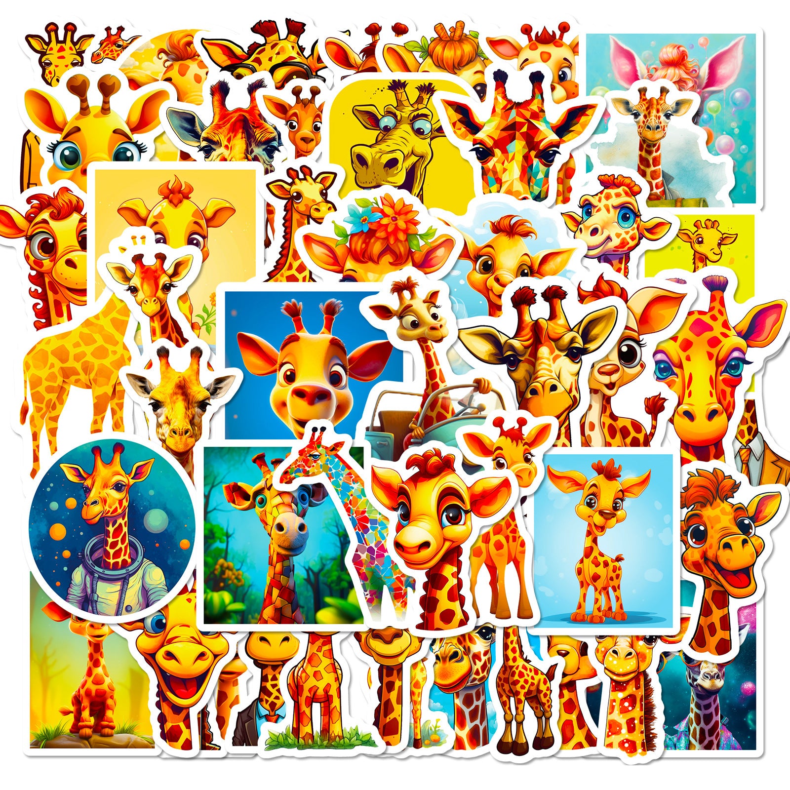 50pcs Giraffe Animal Stickers for DIY Skateboard Water Cup Laptop