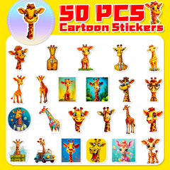50pcs Giraffe Animal Stickers for DIY Skateboard Water Cup Laptop