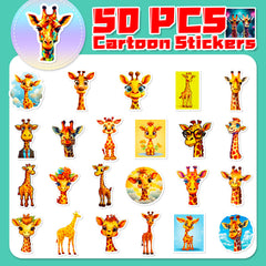 50pcs Giraffe Animal Stickers for DIY Skateboard Water Cup Laptop