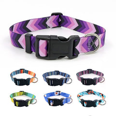Boho Dog Collar Floral Geometric Pattern with Quick Release Buckle