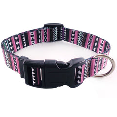 Boho Dog Collar Floral Geometric Pattern with Quick Release Buckle