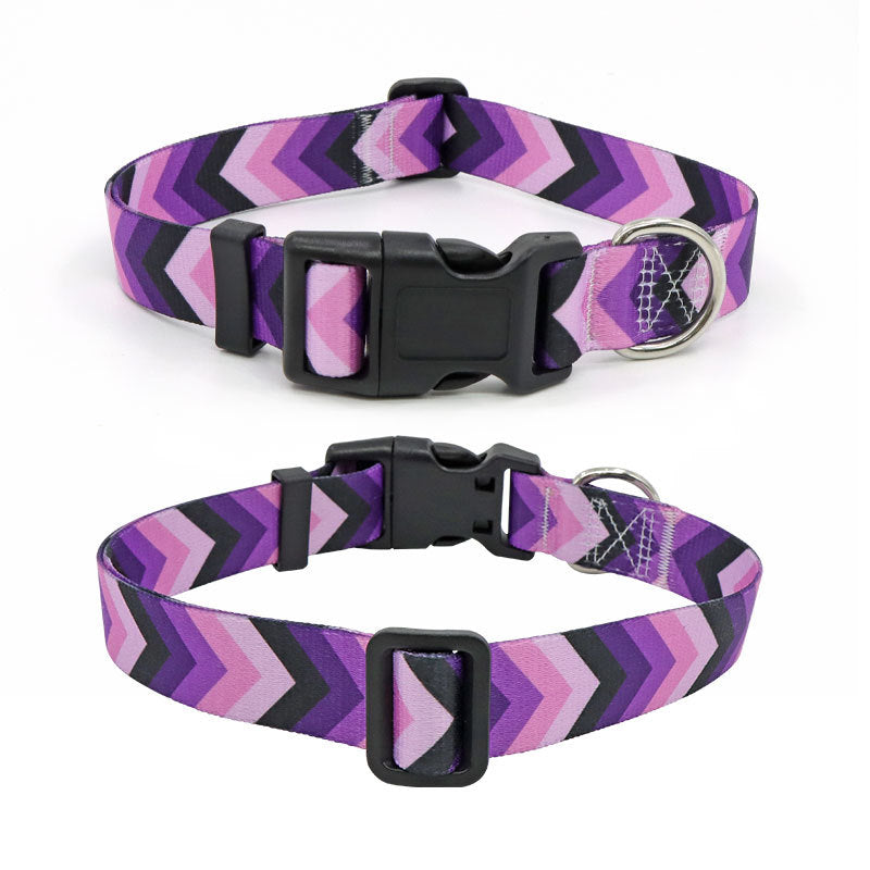Boho Dog Collar Floral Geometric Pattern with Quick Release Buckle