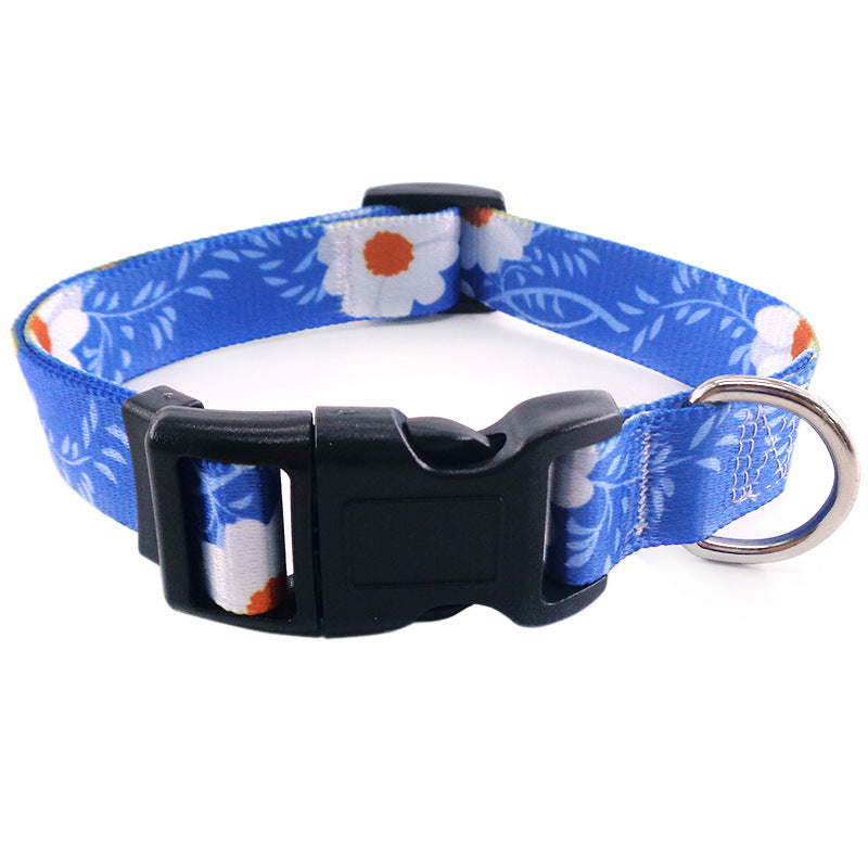 Boho Dog Collar Floral Geometric Pattern with Quick Release Buckle