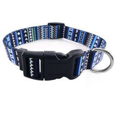 Boho Dog Collar Floral Geometric Pattern with Quick Release Buckle
