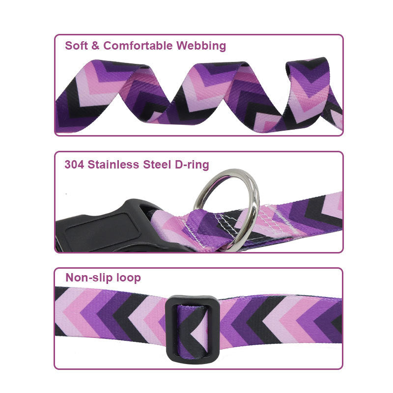 Boho Dog Collar Floral Geometric Pattern with Quick Release Buckle
