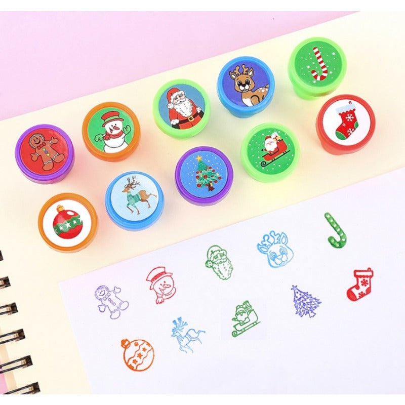 10pcs Christmas Stamps Kids Party Supplies Various Styles Xmas Stamps