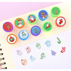 10pcs Christmas Stamps Kids Party Supplies Various Styles Xmas Stamps