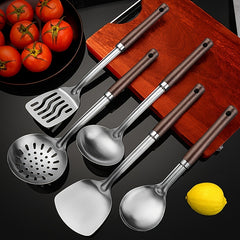 Stainless Steel Kitchenware Ladle Spatula Set with Wooden Handle