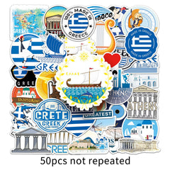 50pcs Greek Stickers Outdoor Travel DIY Luggage Waterproof Stickers