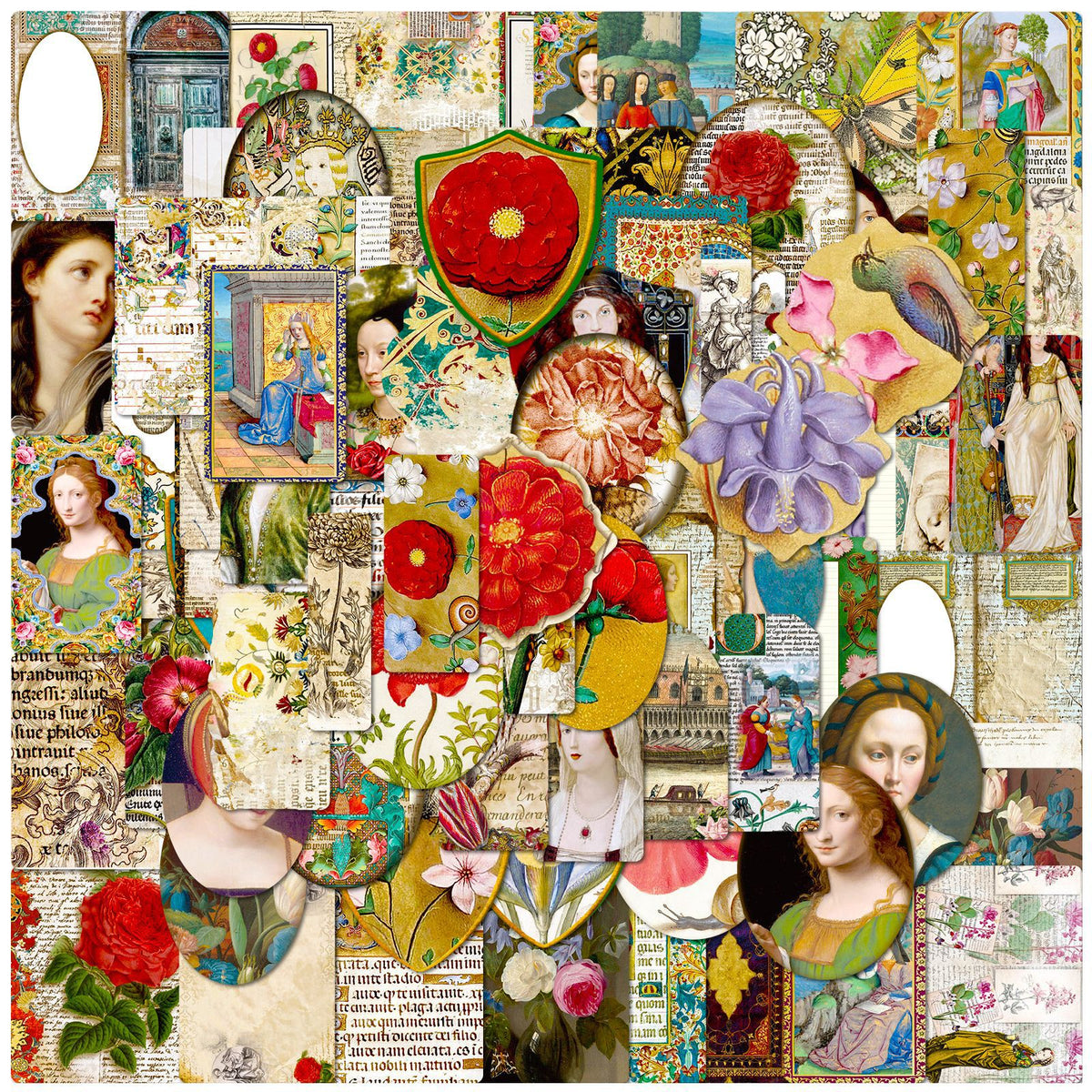 100pcs Medieval Retro Stickers Classic Nostalgic Handbook For DIY Accessories