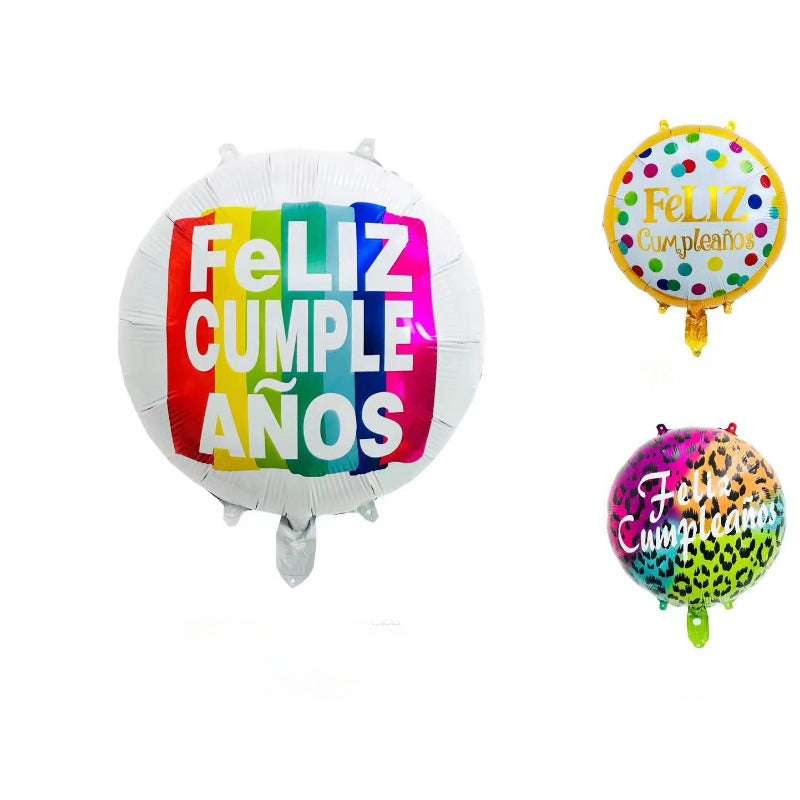 18 inch Spanish Happy Birthday Round Aluminum Foil Balloon
