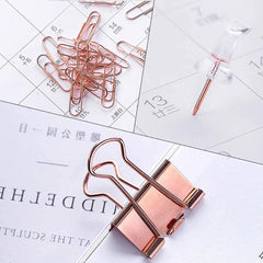 Rose Gold Office Supplies Set - Clips, Pins and Organizer